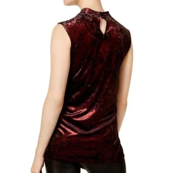 Vince Camuto Velvet Top Womens Small Burgundy Sleeveless Choker - Picture 3 of 9